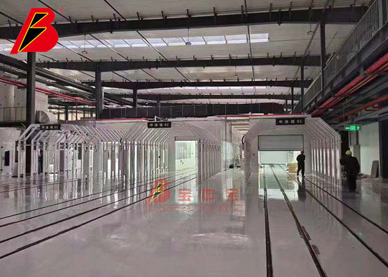 kualitas Multi Station Metal Plate Painting Line Perakitan Perbaikan Mobil Spray Booth Line pabrik