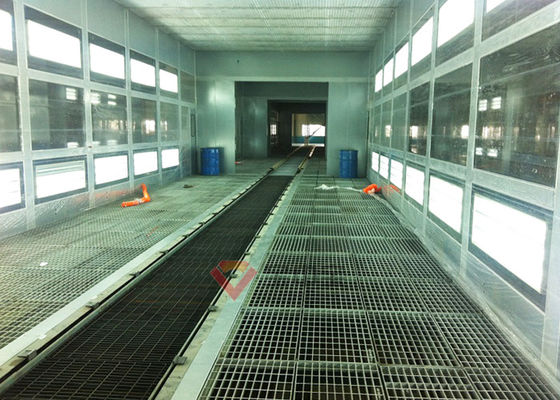 kualitas Ruang Cat Grid Penuh Dengan Sistem Lini Produksi Cat Troli Booth Cat Downdraft pabrik