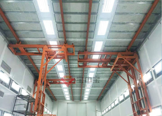 kualitas Hanging Style 3D Lift Bus Paint Booth Mengangkat Platform Kerja Untuk Garis Cat pabrik