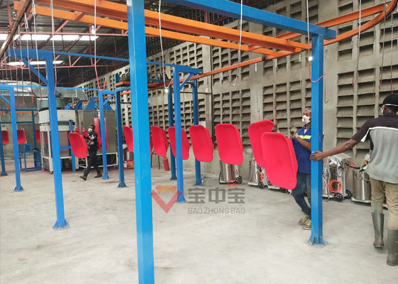 kualitas Garis Pelapisan Listrik Pabrik Logam + Oven dengan Bingkai Pendukung Trolley pabrik