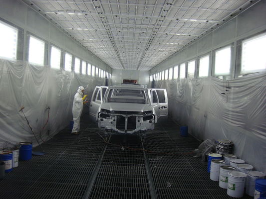 kualitas 15000 Sets / Yearl Auto Paint Shop Spraying Line Dengan Sistem Transportasi Semi-Otomatis pabrik